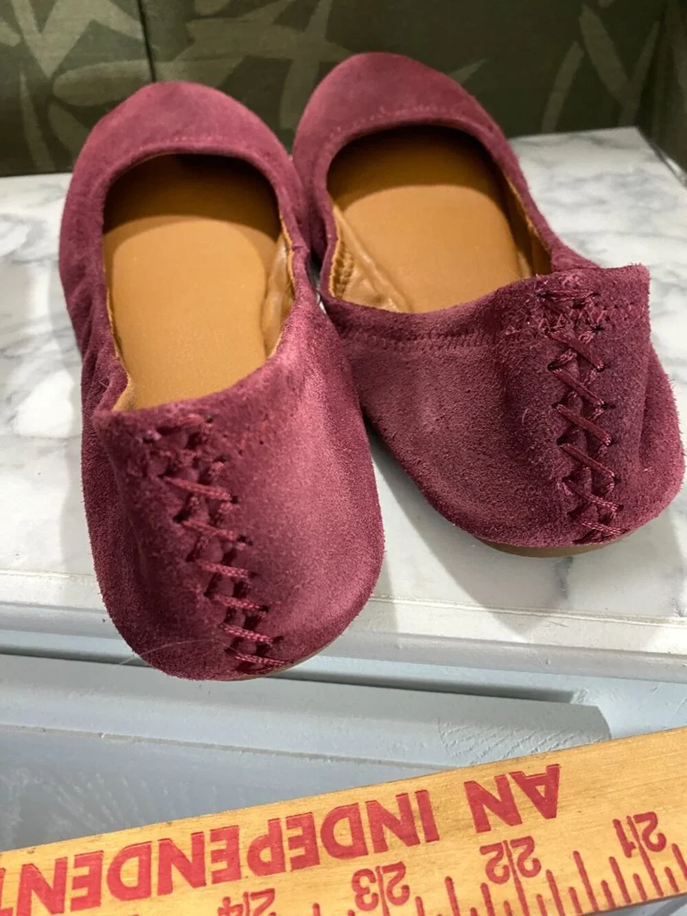 Lk New Lucky Brand ERIN Ballet Flats -Burgundy Suede~9 1/2 - Picture 7 of 9